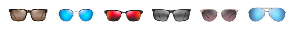 Image showcasing a variety of sunglass styles offered at Maui Jim. 